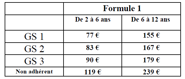 Tarifs Enfants Tarifs Enfants